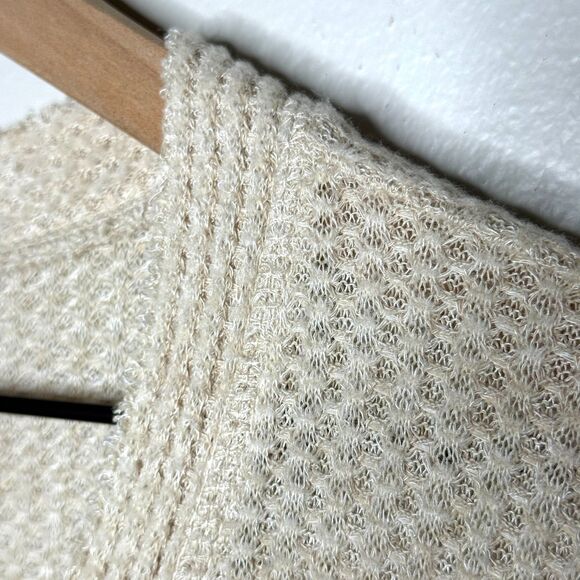 Allison Joy Womens Button Up Top Large Beige Tan Sweater Soft Lounge Oversized - Picture 8 of 9